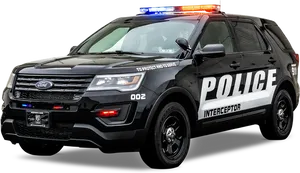 Blackand White Police Interceptor Vehicle PNG image