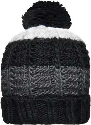 Blackand White Pom Pom Beanie.png PNG image