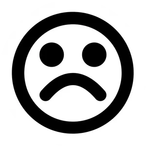 Blackand White Sad Face Icon PNG image