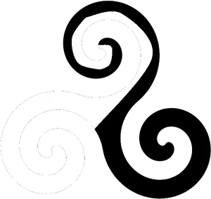 Blackand White Triskelion Spiral PNG image