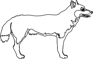 Blackand White Wolf Illustration PNG image