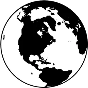 Blackand White World Map PNG image