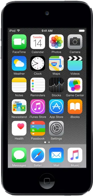Blacki Pod Touch Displaying Apps PNG image