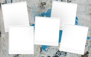 Blank Polaroid Frames On Weathered Background PNG image