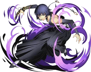 Bleach Character With Purple Energy Swirls PNG image
