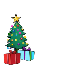 Blissful Christmas Tree Cartoon PNG Wjk42 PNG