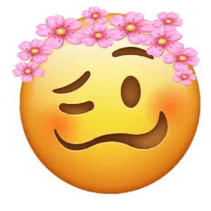 Blissful Emoji With Flower Crown.png PNG image