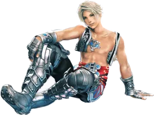 Blond Fantasy Character Seated Pose