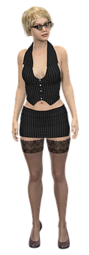 Blonde Animated Characterin Black Outfit