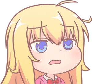 Blonde Anime Character Facial Expression PNG image