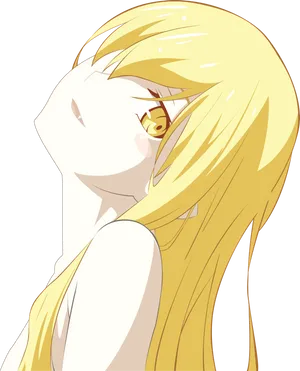 Blonde Anime Character Glance Upward PNG image