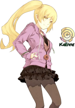 Blonde Anime Character Pink Jacket PNG image