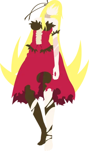 Blonde Anime Character Red Dress PNG image