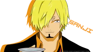 Blonde Anime Character Sanji With Plate