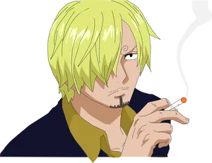 Blonde Anime Character Smoking