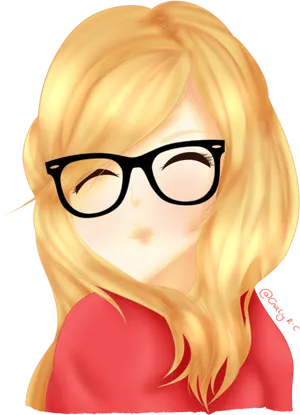 Blonde Anime Character With Black Glasses PNG image
