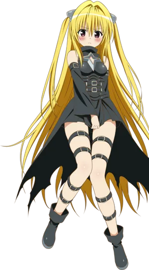 Blonde Anime Characterwith Black Dress PNG image