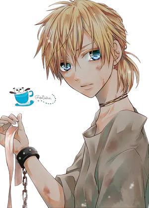 Blonde Anime Characterwith Blue Eyes PNG
