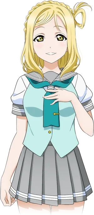Blonde Anime Girl School Uniform PNG image