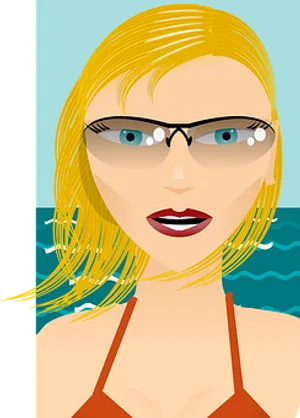 Blonde Beachgoer Cartoon PNG image