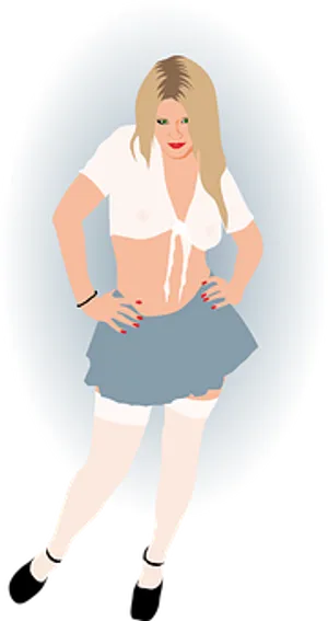 Blonde Cartoon Characterin Skirtand Top