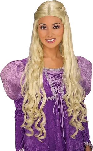 Blonde Curly Wig Costume Portrait PNG image