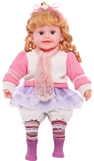 Blonde Dollin Pinkand Purple Outfit PNG image