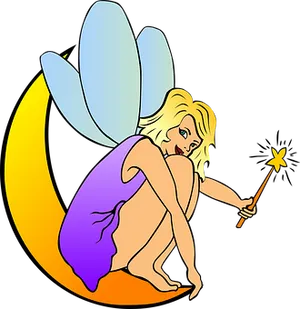 Blonde Fairy On Moon Clipart