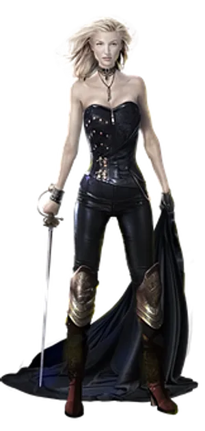 Blonde Female Warriorin Black Outfit PNG image