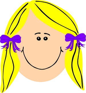 Blonde Hair Cartoon Characterwith Purple Bows PNG