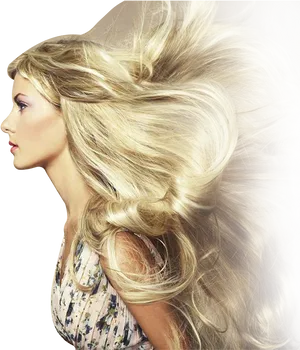Blonde Hair Flowing Profile PNG image