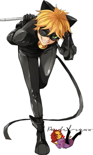 Blonde Haired Cat Thief Anime Character PNG image