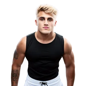 Blonde Haired Manin Black Tank Top PNG image