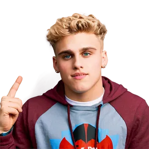 Blonde Haired Young Man Pointing Up PNG