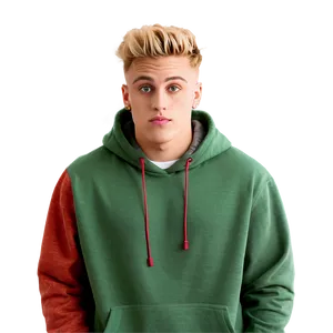 Blonde Haired Young Manin Green Hoodie PNG image