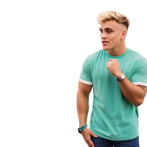 Blonde Manin Green Shirt PNG