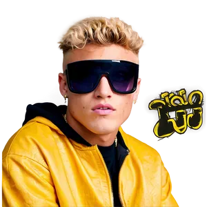 Blonde Manin Yellow Jacketand Sunglasses PNG image