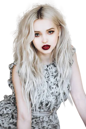 Blonde Woman Red Lipstick Portrait PNG image