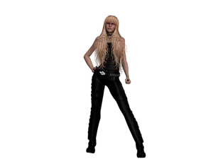 Blonde Womanin Black Outfit