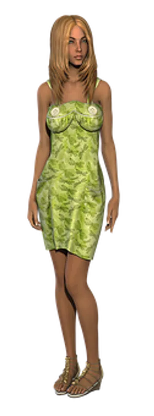 Blonde3 D Modelin Green Dress