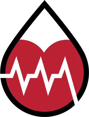 Blood Donation Heartbeat Logo PNG image