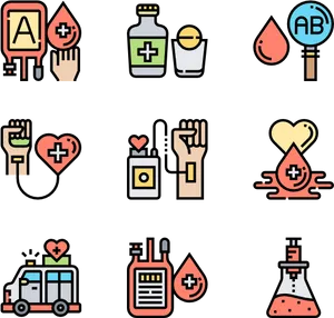 Blood Donation Icons Set PNG image