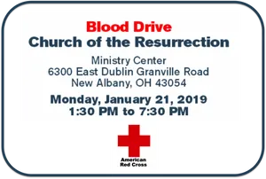 Blood Drive Churchofthe Resurrection Event Sign PNG image