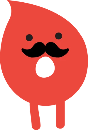 Blood Drop Character With Mustache PNG image