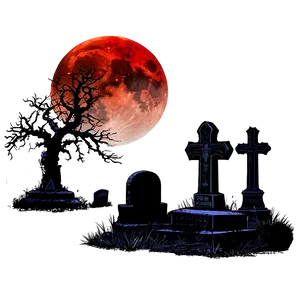 Blood Moon And Cemetery Png Crp PNG image