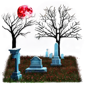 Blood Moon And Cemetery PNG Oob32 PNG