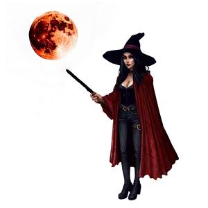 Blood Moon And Witch PNG 06112024