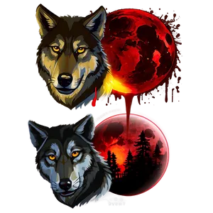 Blood Moon And Wolf Png 06112024 PNG image