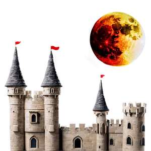 Blood Moon Over Castle PNG 26