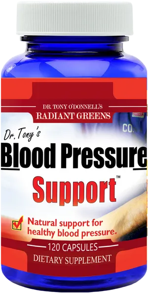 Blood Pressure Support Supplement Bottle PNG image